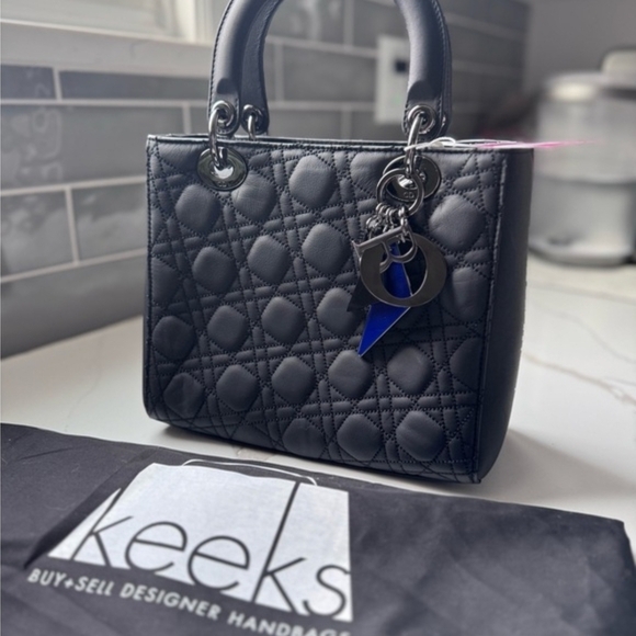 Dior Handbags - Dior Quilted Black Leather Top-Handle Bag Lady Dior